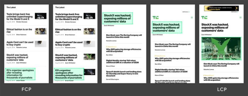 Variazione layout contenuti scomparsi